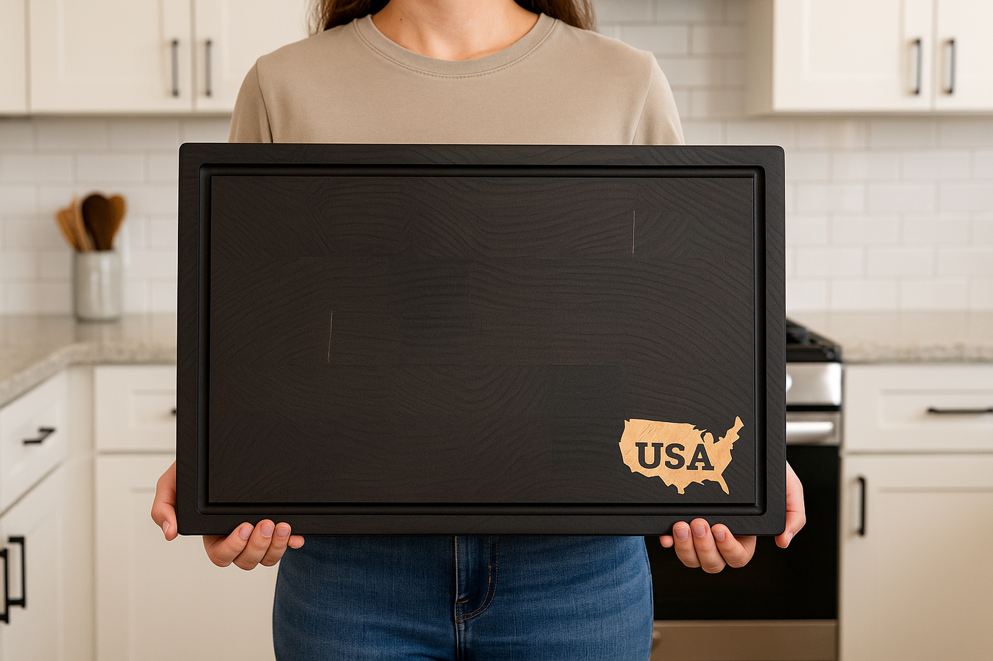 Signature Walnut End Grain Cutting Board with USA Maple Inlay