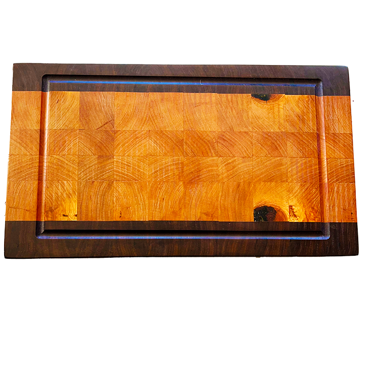 Maple End Grain Cutting Board with Walnut Stripes