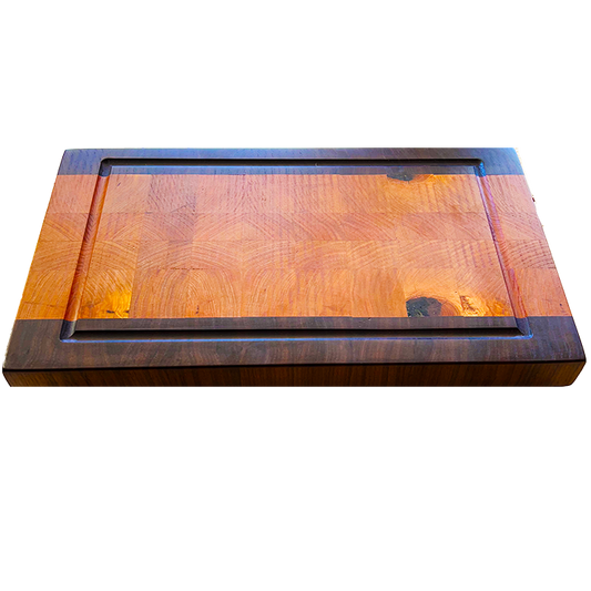 Maple End Grain Cutting Board with Walnut Stripes