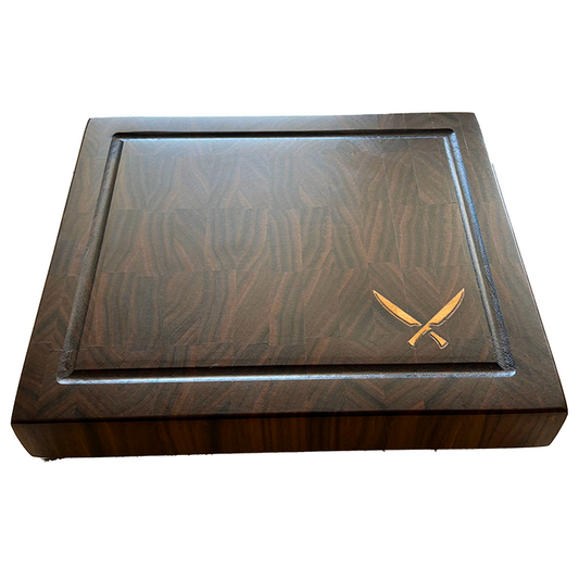 Everyday Walnut Cutting Board with Crossed Knives Inlay