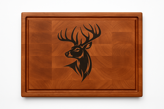 Maple End Grain Cutting Board with Walnut Deer Inlay