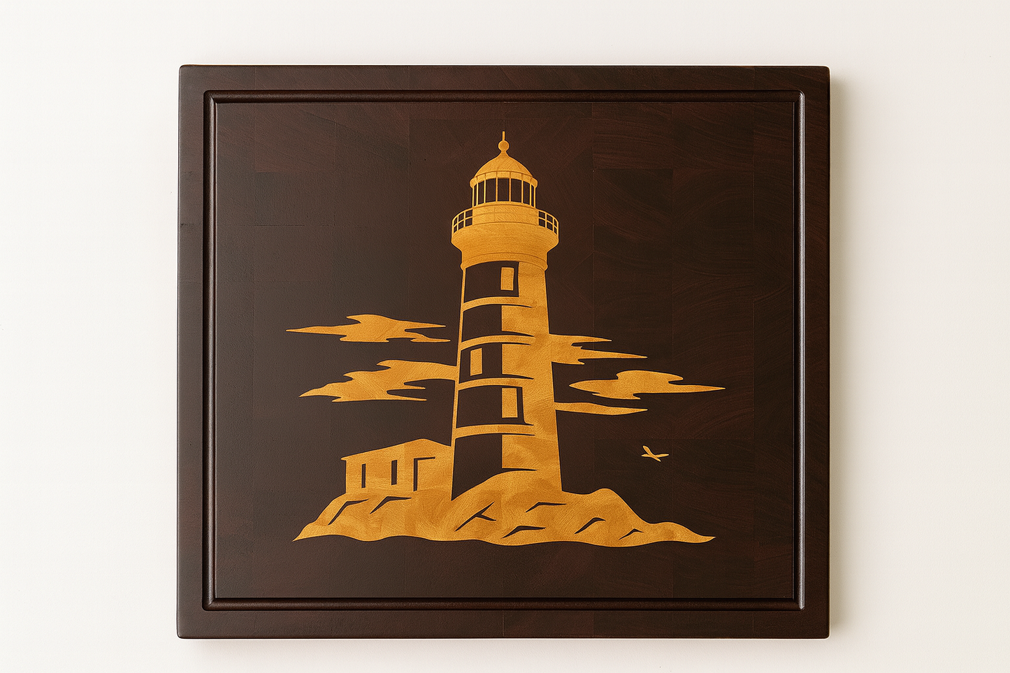 Purpleheart End Grain Cutting Board with Maple Lighthouse