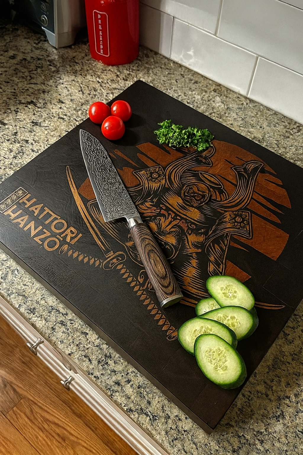 Samurai Hattori Hanzo End Grain Walnut Cutting Board