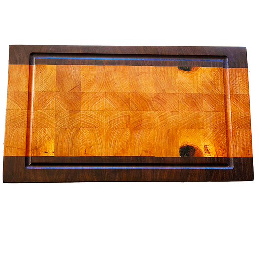 Maple End Grain Cutting Board with Walnut Stripes