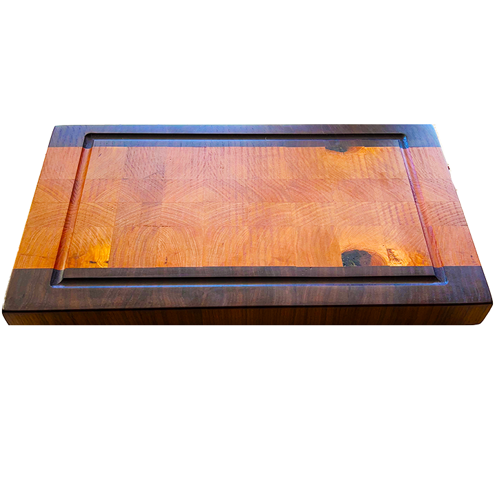 Maple End Grain Cutting Board with Walnut Stripes