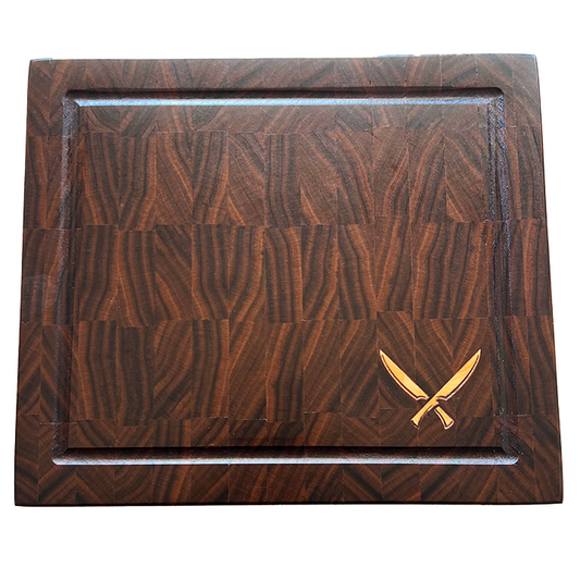 Everyday Walnut Cutting Board with Crossed Knives Inlay