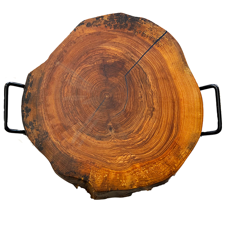 Solid Ash Live Edge Round Charcuterie Board – 22” with Epoxy Fill, Rubber Feet & Serving Handles