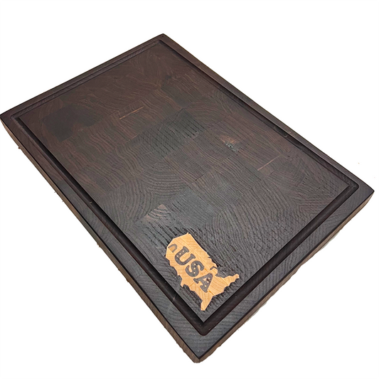 Signature Walnut End Grain Cutting Board with USA Maple Inlay