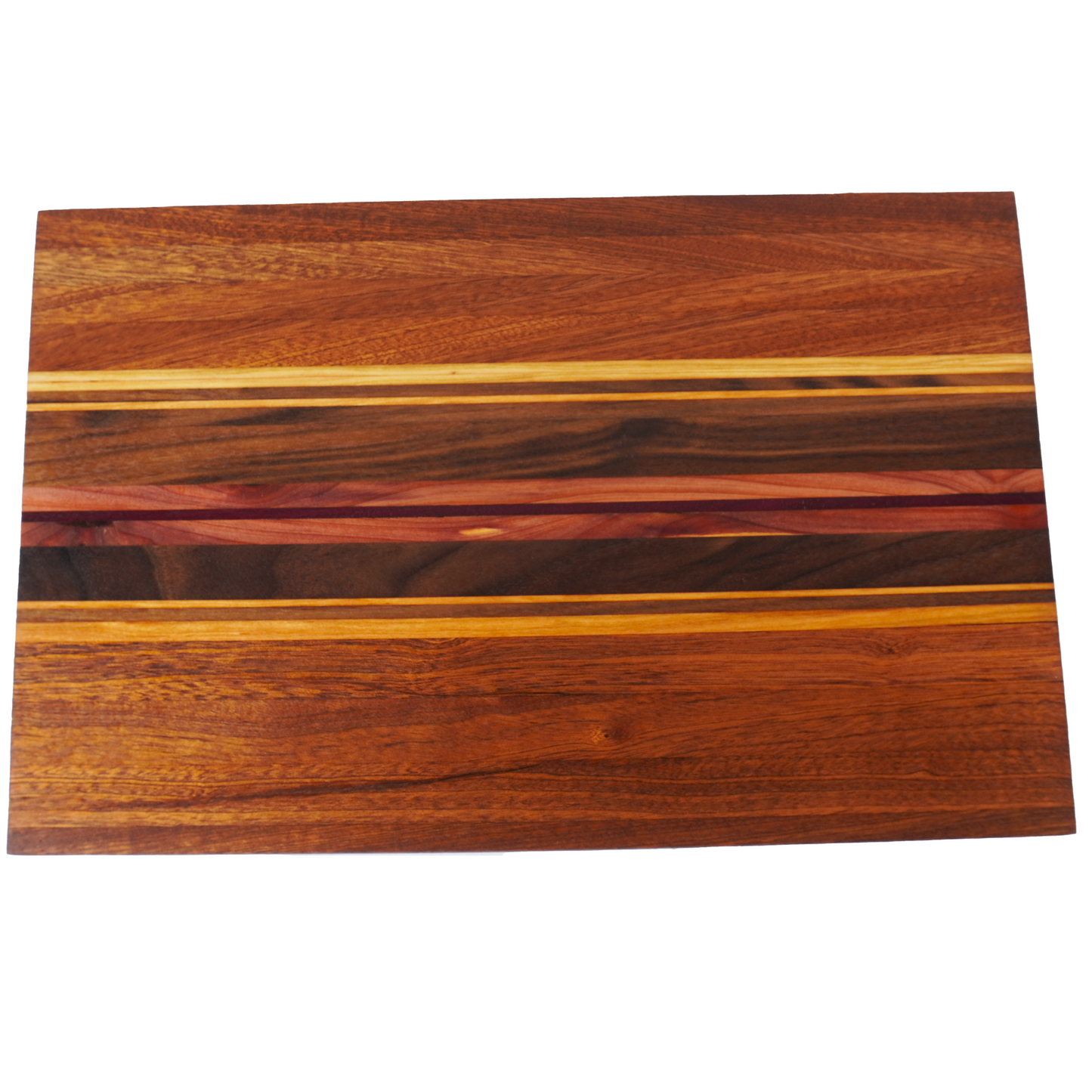 Flat lay view of the Archive Collage 001, highlighting the expansive face grain orientation and vibrant colors of salvaged hardwoods in this limited edition collection.